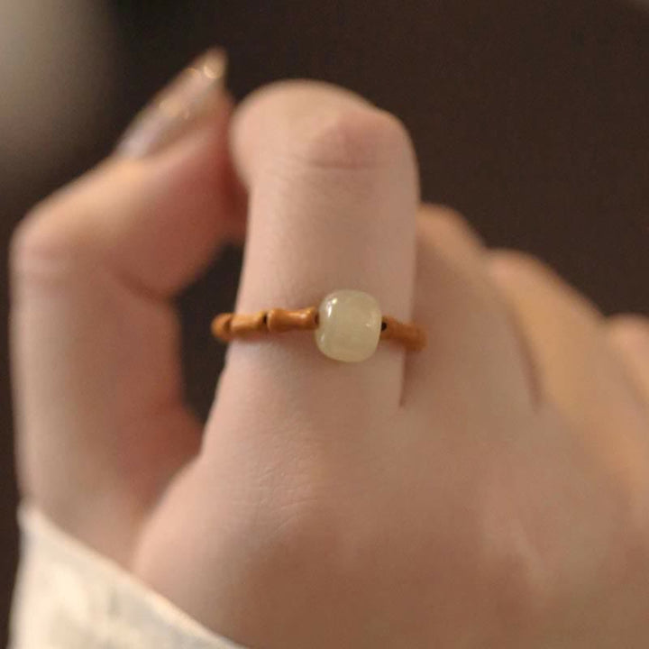 Buddha Stones Hetian jade kralen bamboe Ring - image 3