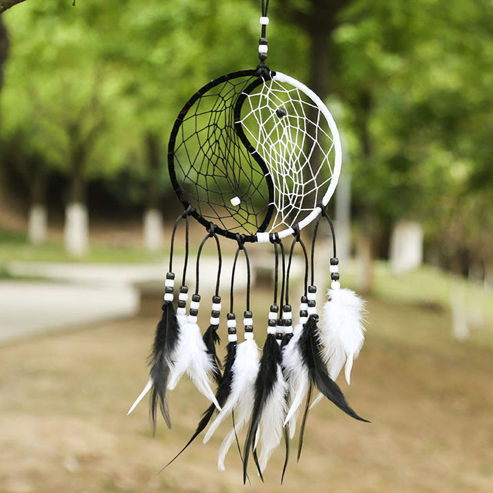 Yin Yang dromenvanger rond net met veren, balansdecoratie - image 18