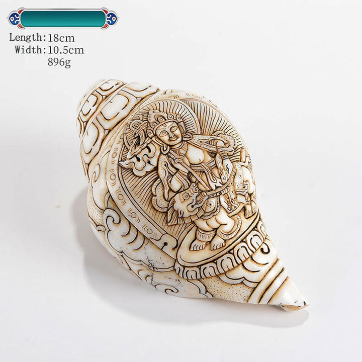 Tibetaanse handgemaakte gegraveerde Shankha Boeddha Avalokitesvara Conch Shell rijkdom decoratie - Koning van de Schat 18*10,5 cm - image 25