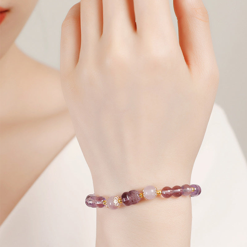 Buddha Stones Aquamarijn, aardbeikwarts, amethist, maansteen, PiXiu helende Armband - image 10