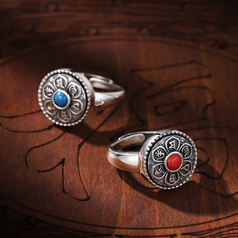 Buddha Stones Tibetaanse Om Mani Padme Hum Peace draaibare Ring - image 15