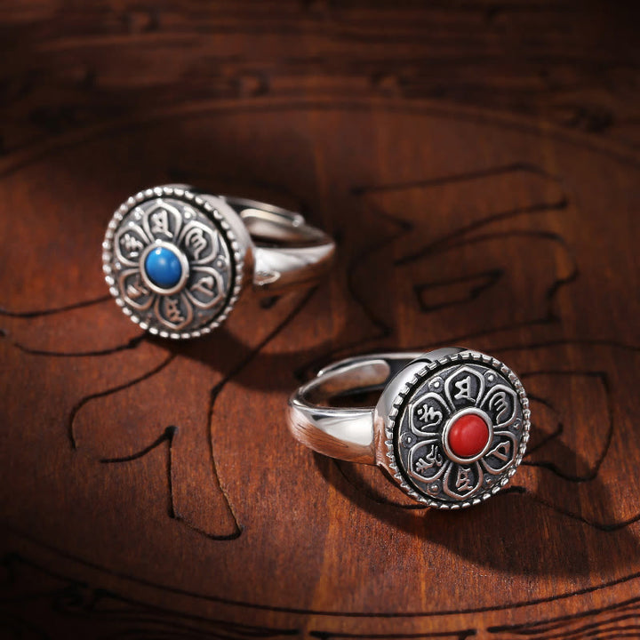 Buddha Stones Tibetaanse Om Mani Padme Hum Peace draaibare Ring - image 15