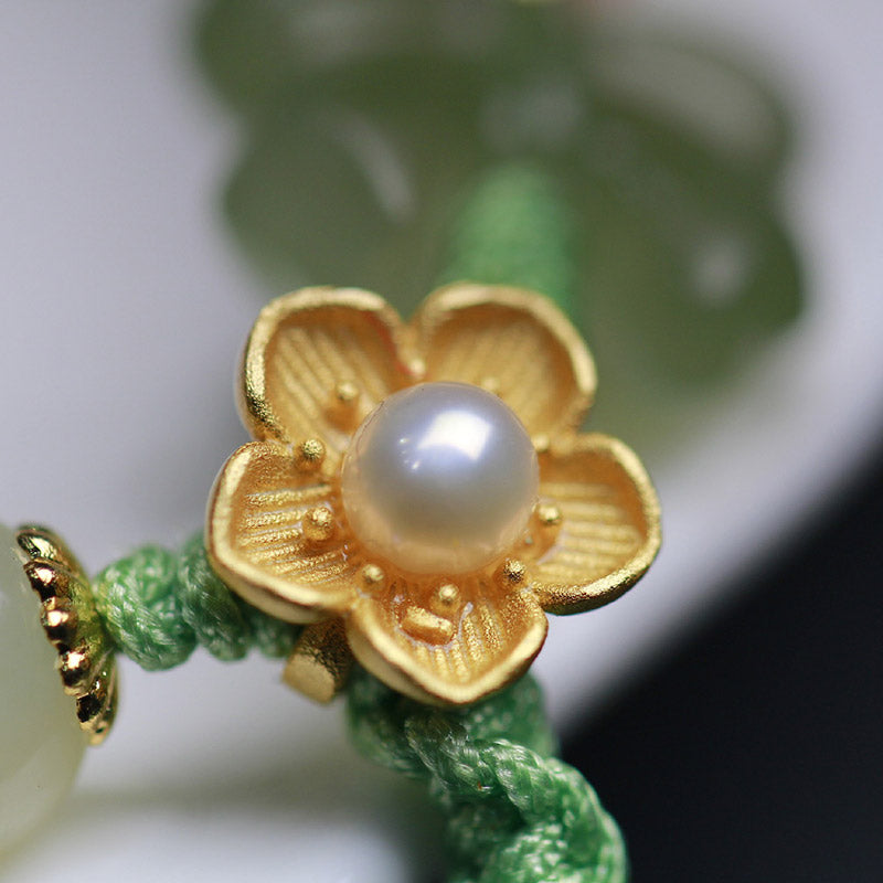 Buddha Stones Armband van 925 sterling zilver met jade, geluksbloem en vlinder. - image 13