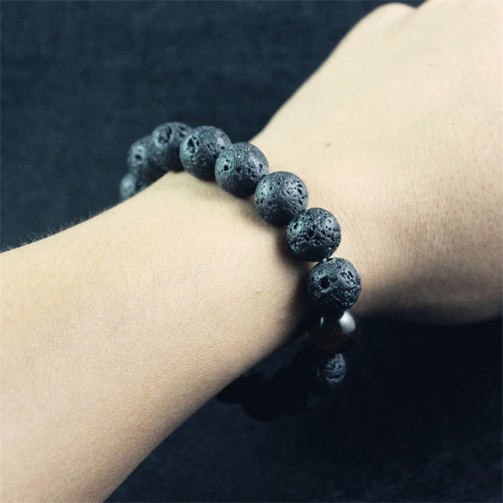 Buddha Stones Lavasteen Tijgeroog Steen Armband - image 3