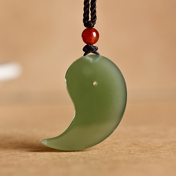 Buddha Stones Yin Yang witte jade cyaan jade beschermingsketting met Ketting - image 3