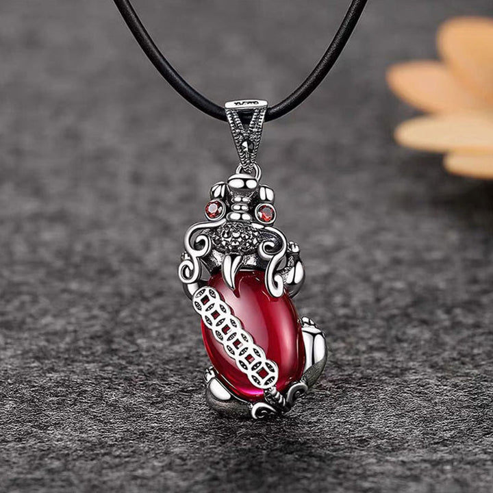 Buddha Stones PiXiu Garnet Koperen Munt Ketting Hanger - image 6