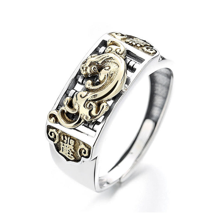 Buddha Stones Verstelbare PiXiu geluks- en Ring van 925 sterling zilver - PiXiu (Rijkdom♥Geluk) - image 0