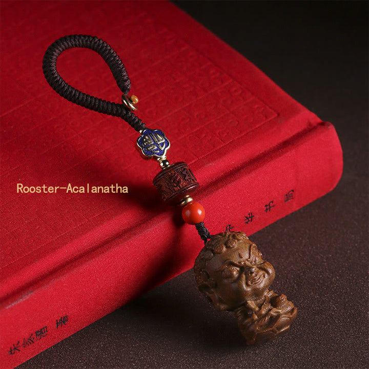 Chinese dierenriem geboorte Boeddha groene sandelhout Om Mani Padme Hum vrede sleutelhanger - Rooster-Acalanatha - image 16