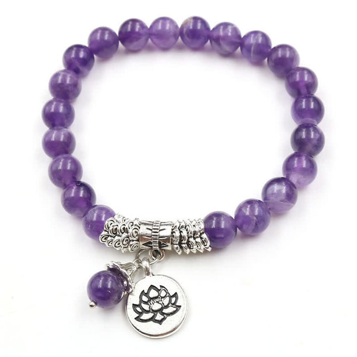 Buddha Stones Amethist kristallen lotus helende balans Armband - Amethist - image 0