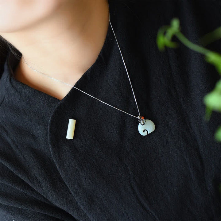 Buddha Stones Witte jade olifant lotus Ketting - image 2