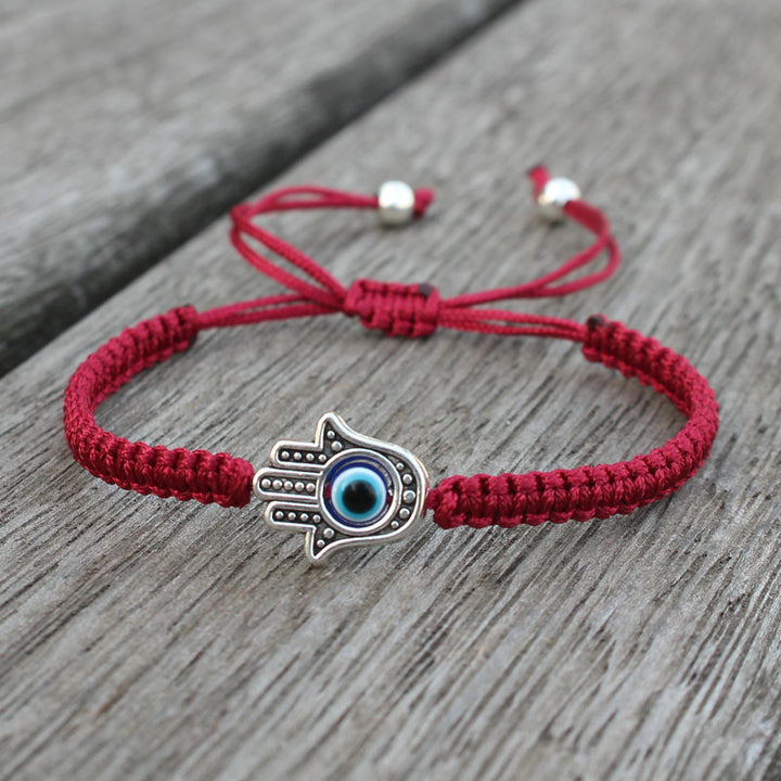 Buddha Stones Handgemaakte Hamsa-symbool Armband - Donkerrood (Armband 16-24 Maat ) - image 10