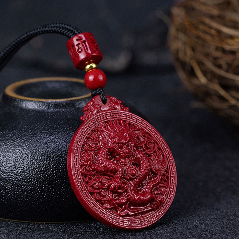 Buddha Stones Ketting met drakenbescherming, natuurlijke cinnaber, Jaar van de Draak - image 2
