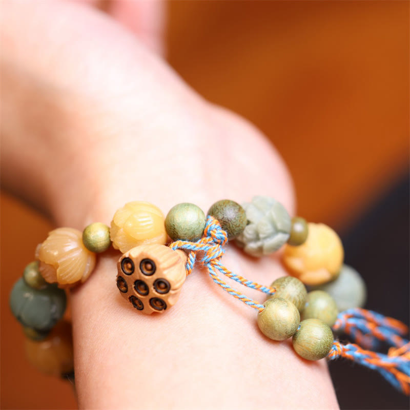 Buddha Stones Bodhizaad Lotus Groene Sandelhout Wijsheid Harmonie Armband - image 6