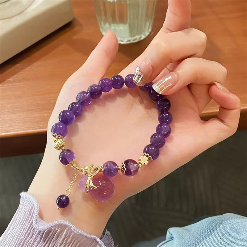 Buddha Stones Natuurlijke amethist kristallen geldzak bedeltje positieve Armband - image 8