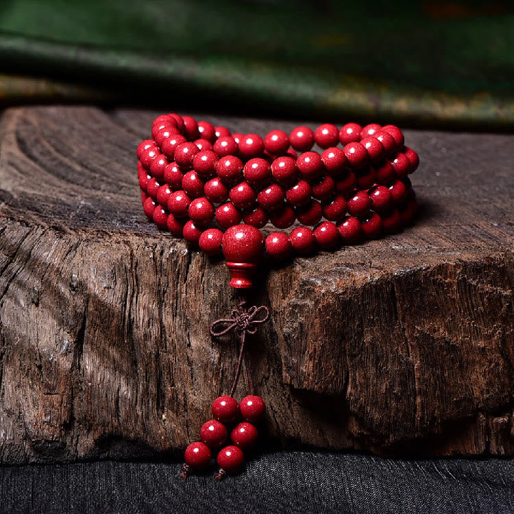 Buddha Stones 108 Mala kralen met cinnaber Om Mani Padme Hum patroon gegraveerde Armband - image 19