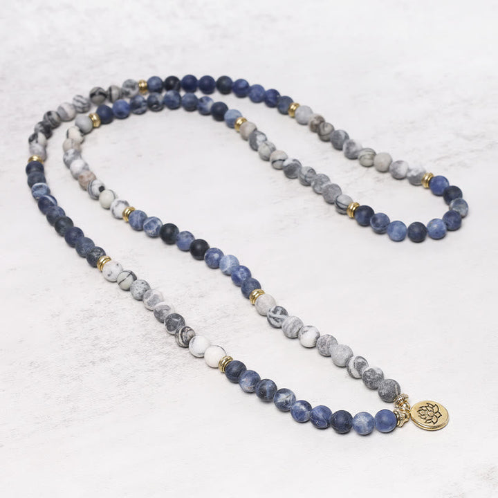Buddha Stones 108 natuurstenen Mala kralen lotus hanger Armband - image 6
