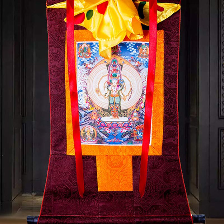 Buddha Stones Tibetaanse duizendarmige Avalokitesvara ingelijste Thangka zegendecoratie - image 5