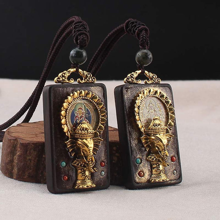 Ebbenhouten olifant, god van het geluk, Boeddha, Ketting kettinghanger - image 3