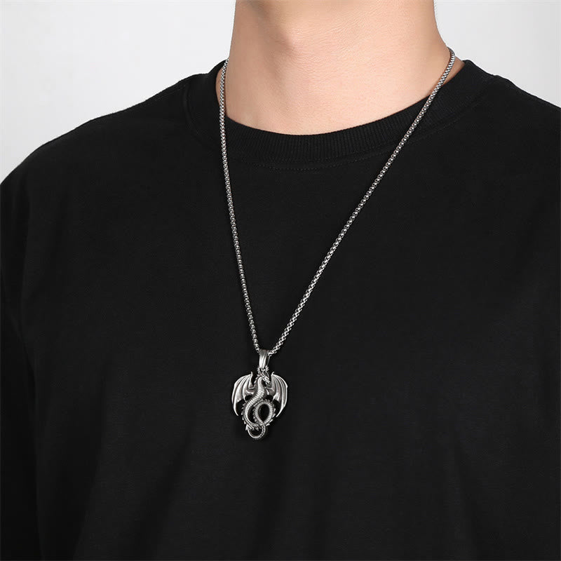 Buddha Stones Ketting met gelukssymbool en drakenmotief van puur tin. - image 4