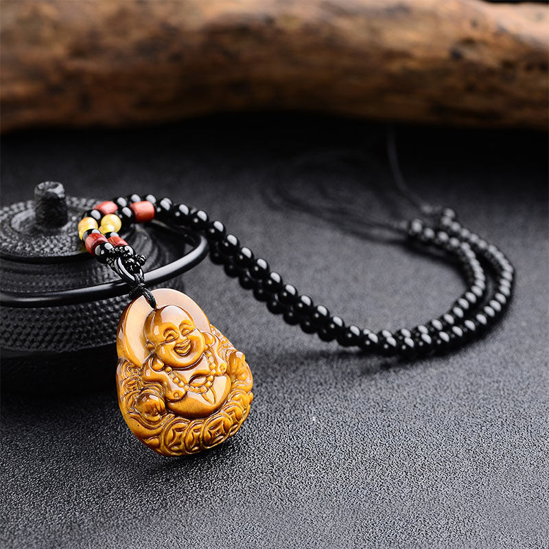 Buddha Stones Ketting met tijgeroog en lachende Boeddha. - image 3