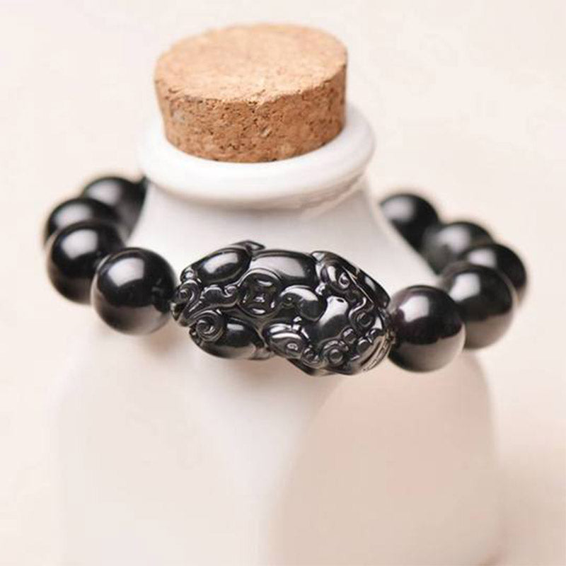 Buddha Stones Feng Shui PiXiu Obsidiaan Rijkdom Armband - image 1