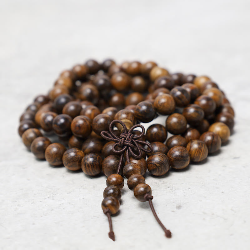 Buddha Stones 108 Mala kralen Armband voor gebed en meditatie, sandelhout, elastisch - image 1