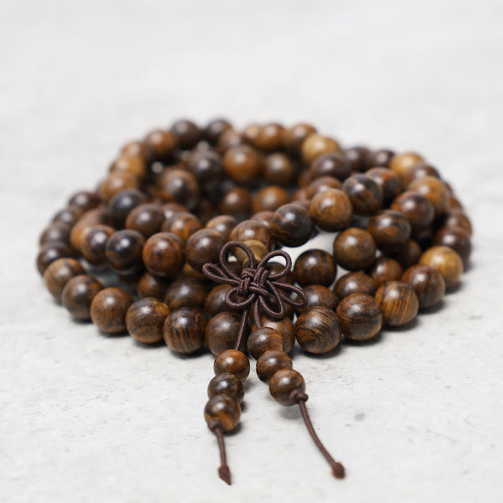 Buddha Stones 108 Mala kralen Armband voor gebed en meditatie, sandelhout, elastisch - image 1