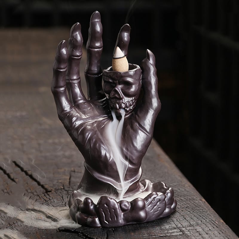 Buddha Stones Halloween spookhand schedel hoofd keramische vredes- en helende Wierook decoratie - image 1