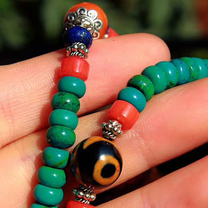 Buddha Stones 108 Mala kralen Tibetaanse turkooizen Dzi kralen Armband - image 6