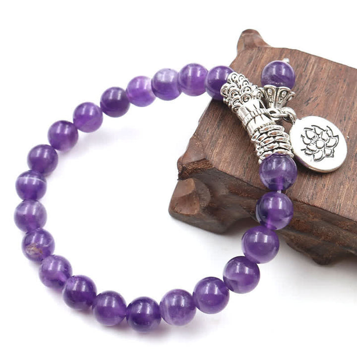 Buddha Stones Amethist kristallen lotus helende balans Armband - image 1