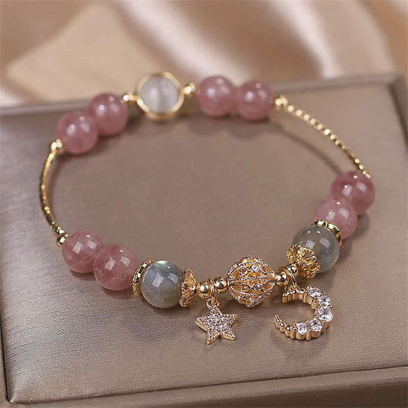 Buddha Stones Aardbeikwarts Maansteen Maanster Armband - image 2
