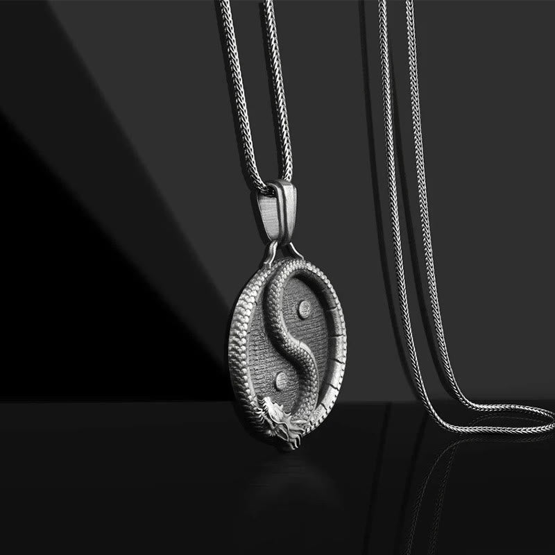 Buddha Stones Ketting van puur tin met Yin Yang draak-gelukssymbool. - image 1
