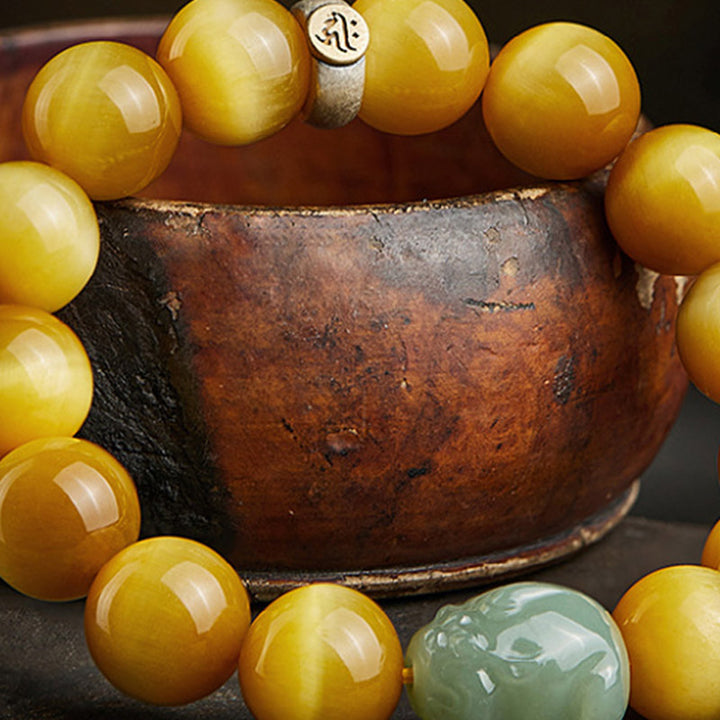 Chinese dierenriem geboorte Boeddha Tijgeroog PiXiu Jade Armband - image 4