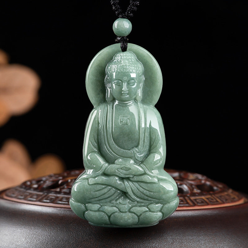 Buddha Stones Amitabha Boeddha Jade Amulet Compassie Ketting - BOEDDHA-SYMBOOL (MEDEGEVOEL ♥ SERENITEIT) - image 0