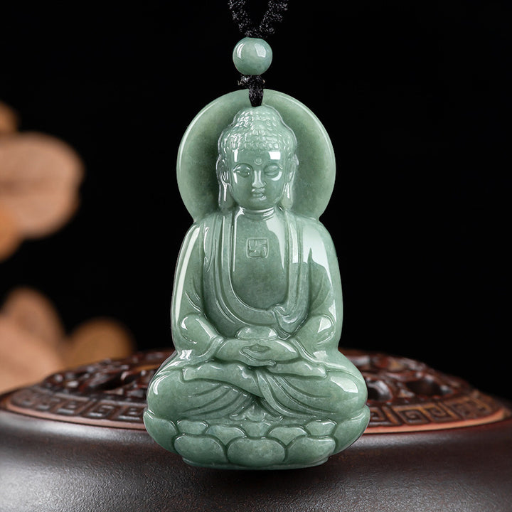 Buddha Stones Amitabha Boeddha Jade Amulet Compassie Ketting - BOEDDHA-SYMBOOL (MEDEGEVOEL ♥ SERENITEIT) - image 0