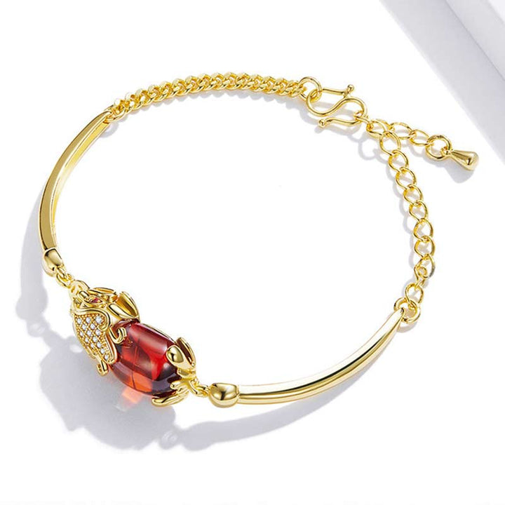 Feng Shui Gouden Rode Agaat PiXiu Armband voor Rijkdom en Geluk - image 2