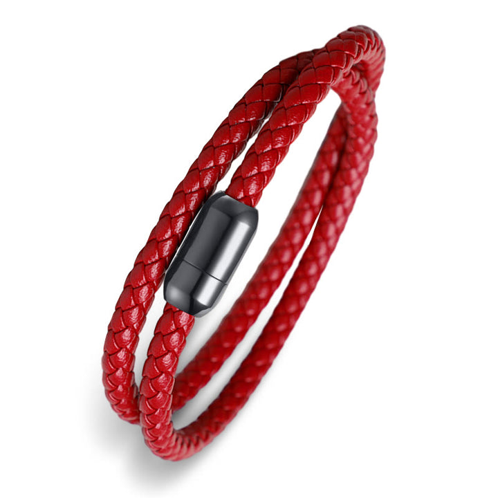 Buddha Stones Echt leren rode koord Armband met magnetische gesp - image 1