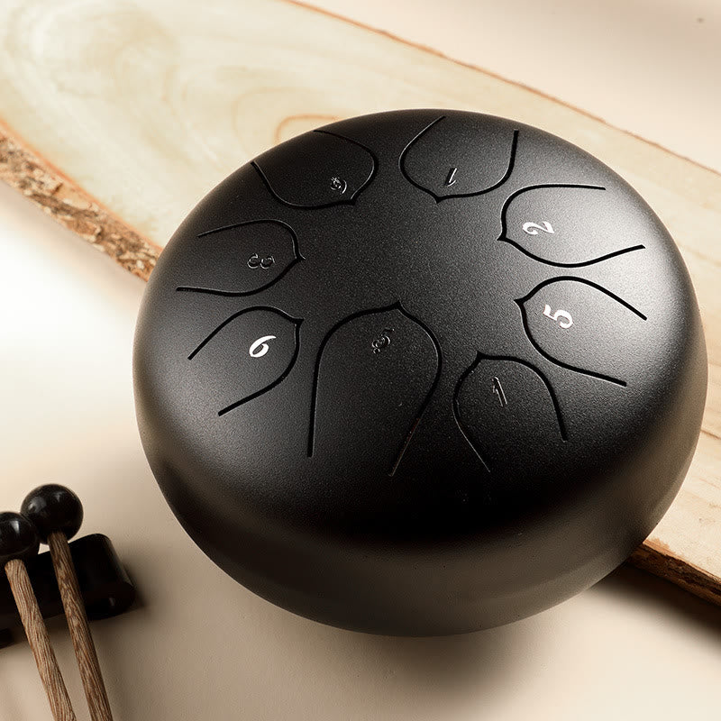 Buddha Stones Stalen tongtrommel, klankgenezing, meditatie, lotuspatroon, drumstel, 8 noten, 15 cm percussie-instrument - Zwart - image 7