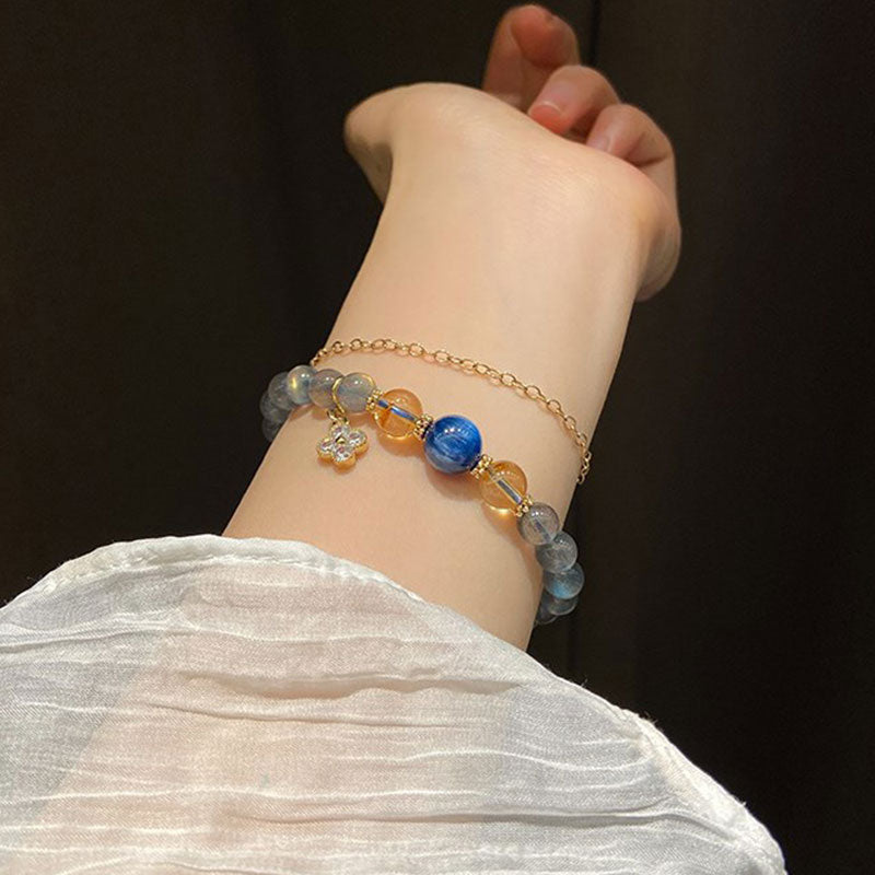 Buddha Stones Armband met helende kralen in de vorm van een bloem van natuurlijke maansteen. - image 3