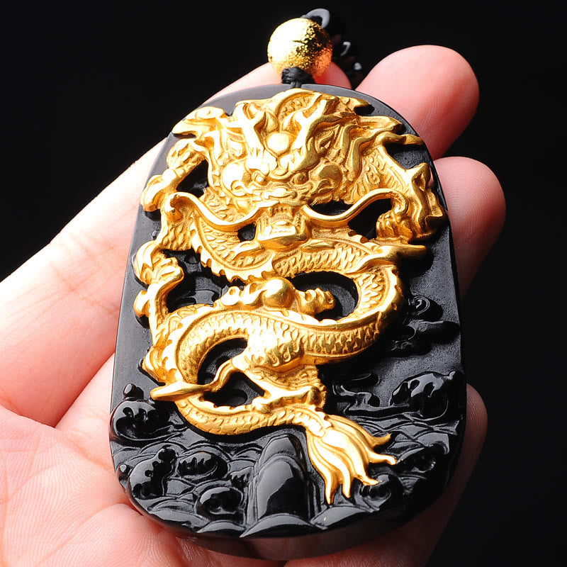 Buddha Stones 18k vergulde gelukshanger met draak en Ketting - image 3