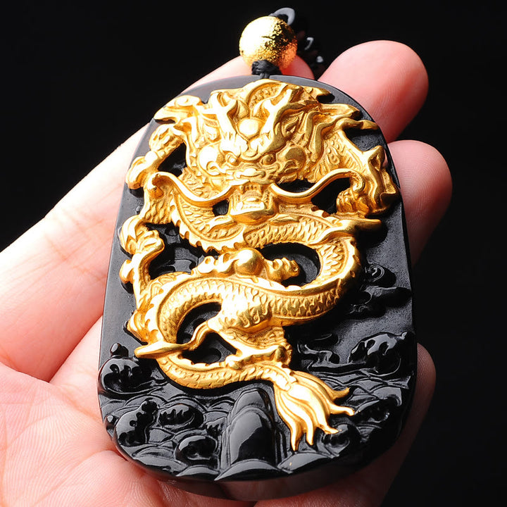 Buddha Stones 18k vergulde gelukshanger met draak en Ketting - image 3