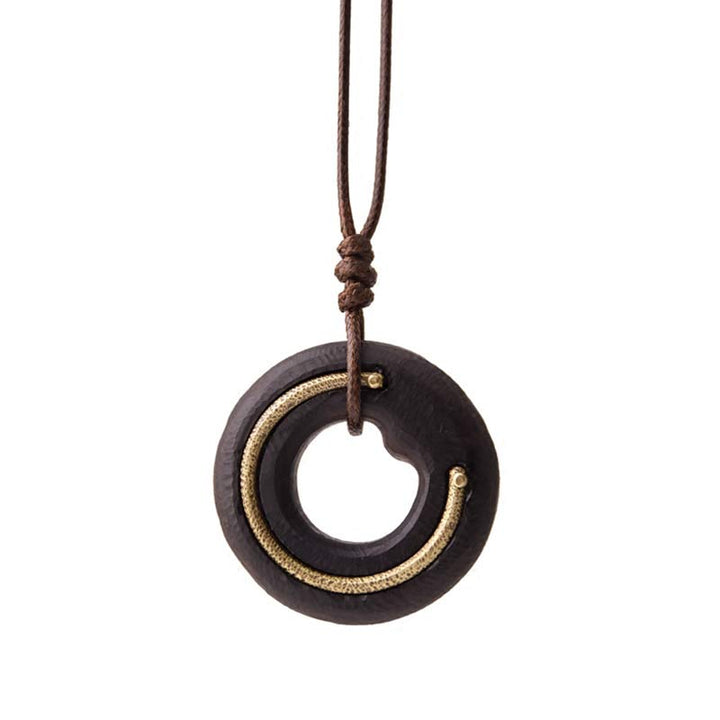 Buddha Stones Zen cirkel ebbenhouten Ketting - image 15