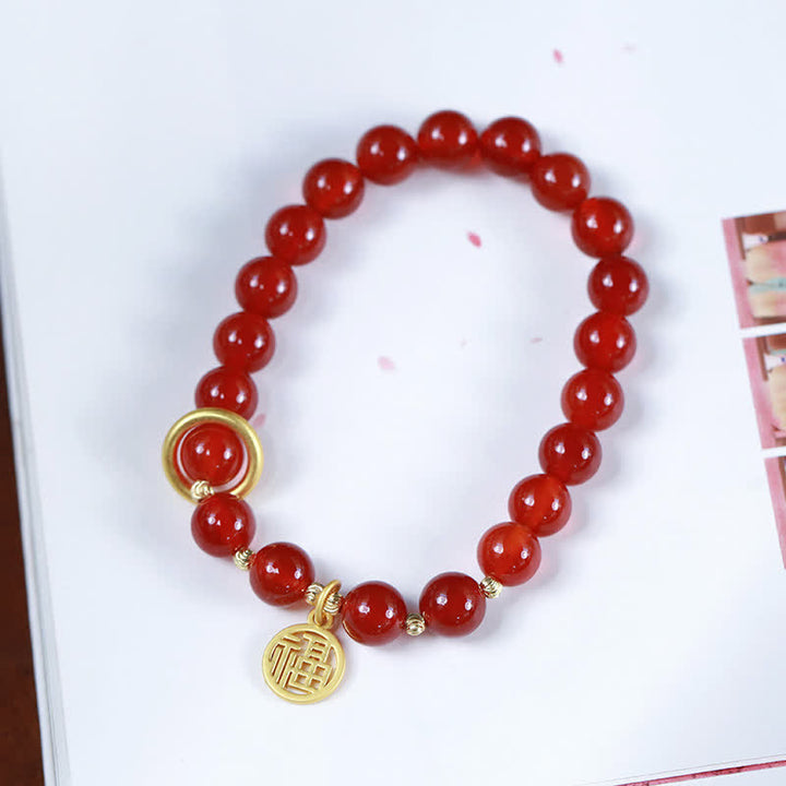 Buddha Stones Armband met zegenletter van natuurlijke rode agaat - image 6