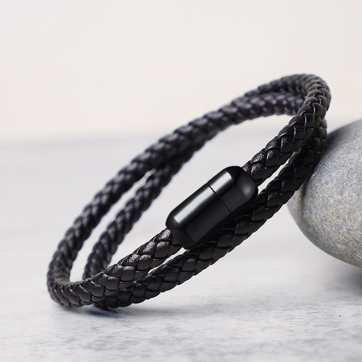Buddha Stones Echt leren rode koord Armband met magnetische gesp - Zwart (Polsomtrek 14-16 cm) - image 4