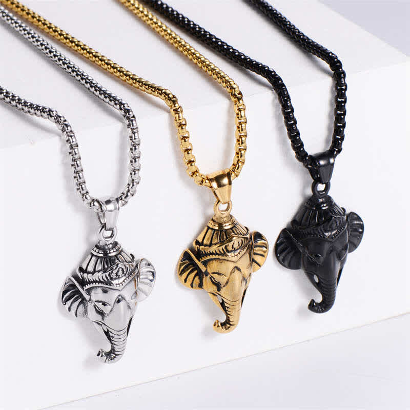 Buddha Stones Ganesh Ganpati Olifant Titanium Stalen Beschermende Hanger Ketting - image 3