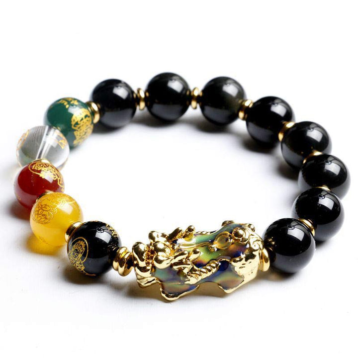 Buddha Stones Kleurveranderende PiXiu Obsidian Wealth Armband - 0,47 inch (12mm) - image 0