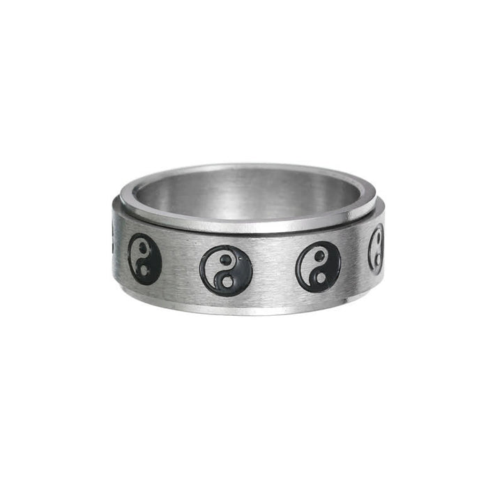 Buddha Stones Yin Yang balans draaibare Ring van titaniumstaal - Zilver - VS13 - image 3
