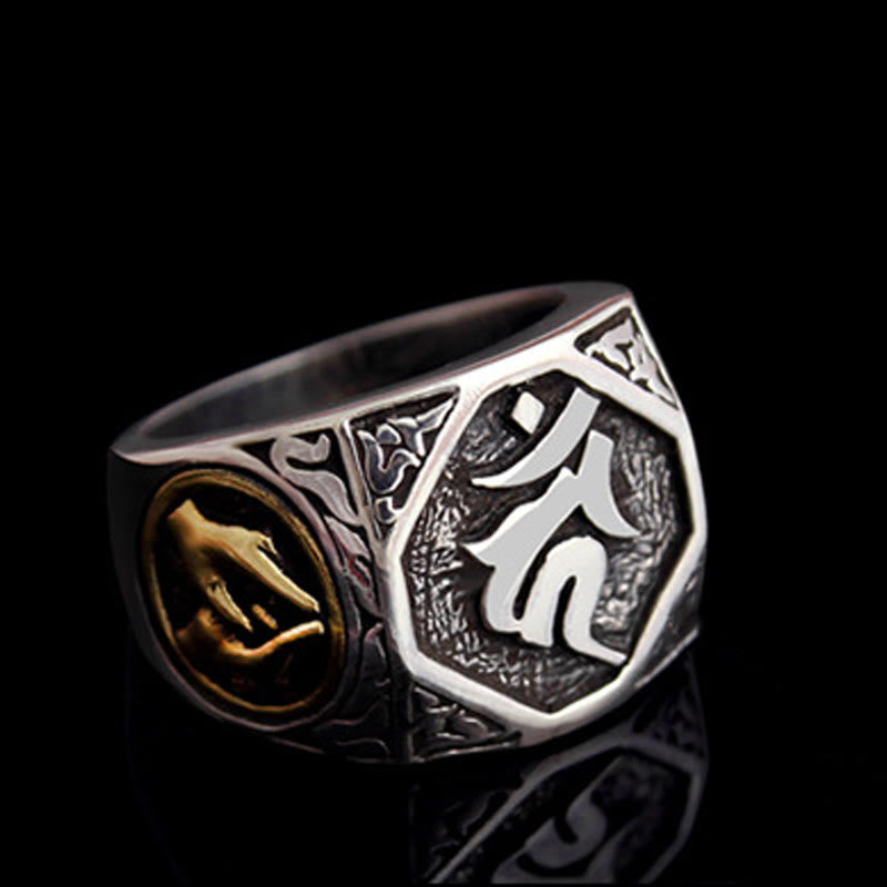 Buddha Stones Verstelbare Ring van 925 sterling zilver met gegraveerd Sanskriet-motief ter bescherming. - image 21