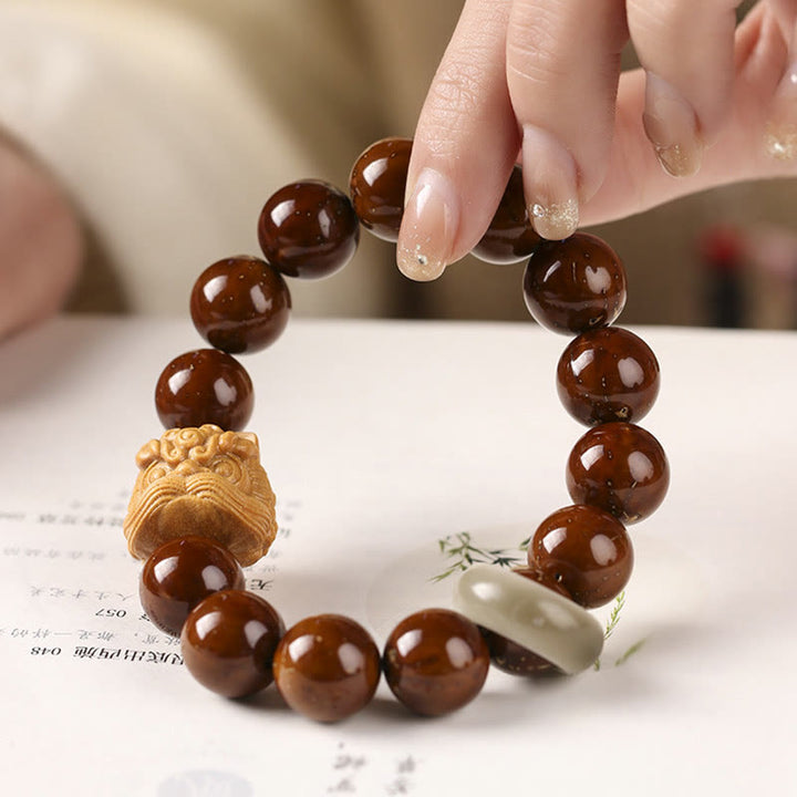 Buddha Stones Paarse Bodhizaad Dansende Leeuw Armband - image 11
