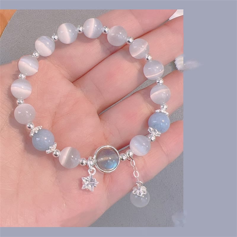 Buddha Stones Armband met bedeltjes van kattenoog, maansteen, vlinder en ster - image 14